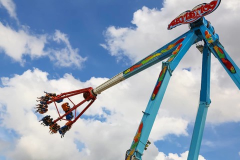 Fairground in Ulm Friedrichsau, folk festival, hustle and bustle, amusement park, amusement
