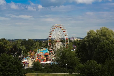 Fairground in Friedrichsau Ulm, folk festival, hustle and bustle, fair, Ferris wheel, amusement
