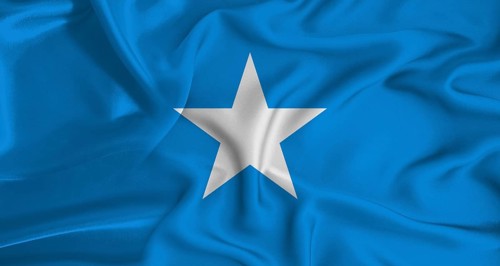 Realistic Somalia flag waving. Close up of flag of Somalia with cloth texture