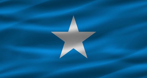 Somali flag with fabric texture. Realistic flag of Somalia waving