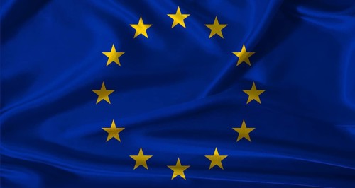 National flag of the European Union with cloth texture. European Union flag with realistic texture