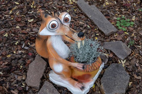 Scrat from Ice Age as a garden figure, Bavaria, Germany