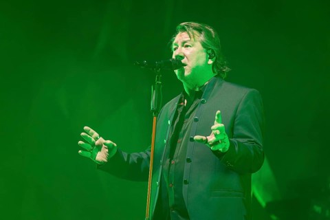 Claudius Dreilich, singer of Karat live on 50 years of KARAT tour in Berlin's Max-Schmeling-Halle