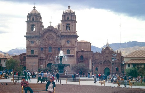 Cathedral, Placa de Armas, Cusco, Andean Highlands, South America, September 1997, vintage, retro,