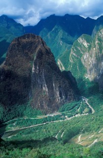 Mountains near Machu Picchu, Andean Highlands, Peru, South America, September 1997, vintage, retro,
