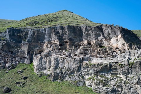 Historic monastery in cliffs. Amazing architecture with natural harmony, cave town, cave monastery,