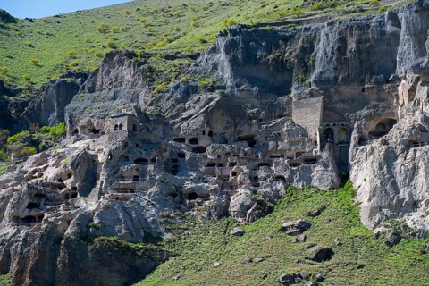 Impressive monastery complex nestled in a cliff. A mix of nature and history, cave town, cave