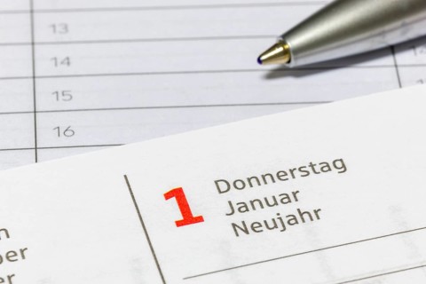 Excerpt from the calendar for January 1st, New Year with a ballpoint pen, diary