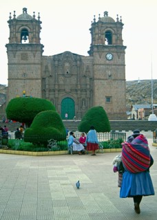 Cathedral, Placa de Armas, Puno, Andean Highlands, Peru, South America, September 1997, vintage,