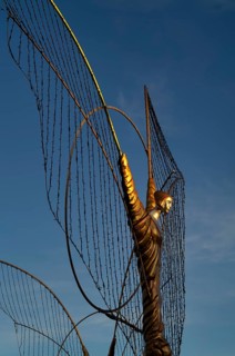 Golden angel, angel figure, angel motif, baroque Christmas market, evening light, Ludwigsburg,
