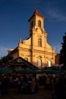 Catholic Church of the Most Holy Trinity, Baroque Christmas Market, Ludwigsburg, Evening Light,
