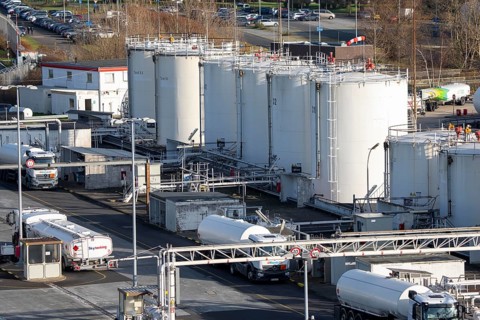 Düsseldorf airport, tank farm, this is where the tankers are filled, which bring aviation fuel,