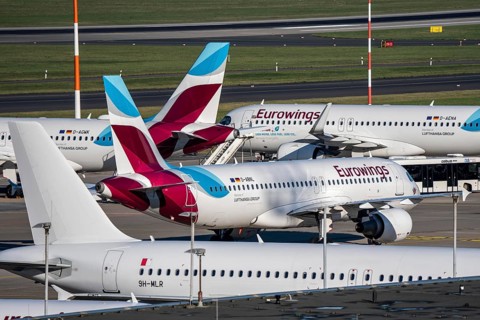 Eurowings aircraft, Düsseldorf airport, DUS