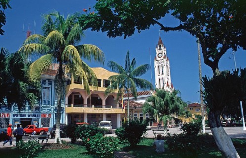 City center, church, Iquitos, Peru, South America, September 1997, vintage, retro, old, historic