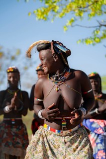 Traditional dance, brightly decorated woman of the Hakaona tribe also dance Havakona or Hakawona,