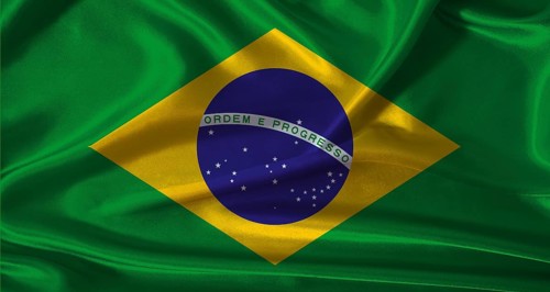 National flag of Brazil with cloth texture. Brazil flag with realistic texture background