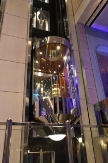 Glass lift on the Color Line ferry on the way to Norway