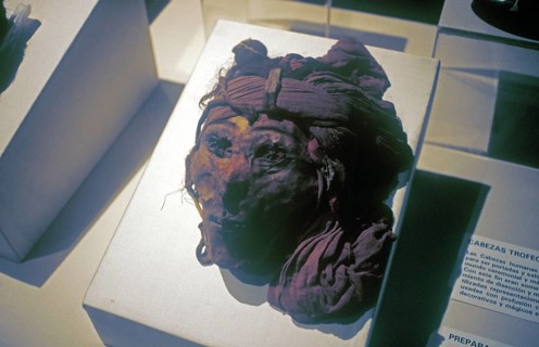 Shrinkhead in the National Museum in Lima, Peru, South America, September 1997, vintage, retro,