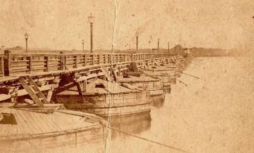 Carte de Visite, CdV, pontoon bridge across the Neva, 1860s, St. Petersburg, Russia