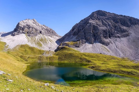 The Rappensee (also Großer Rappensee), a Bavarian high mountain lake at 2047m, behind it