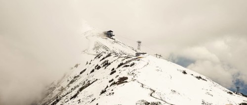 Another onset of winter in May, hiking trail from the Kanzelwandbahn mountain station to the