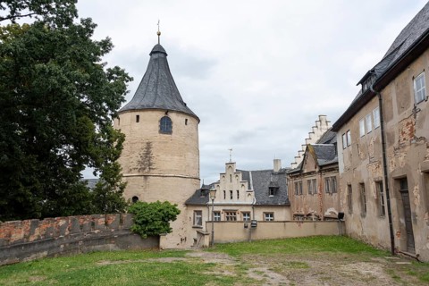 Round defense defence tower, Altenburg Palace, Thuringia, Germany