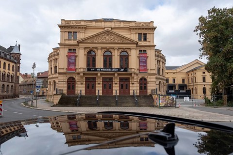 Classical theatre, reflection, Altenburg, Thuringia