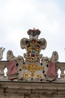 Coat of arms of the Dukes of Saxe-Altenburg, archway of the Altenburg Palace complex, Thuringia,