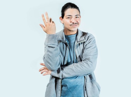 Indifferent man gesturing with hand isolated. Guy with puzzled face frowning isolated