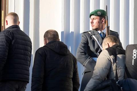 Soldier of the guard battalion during the visit of Volodymyr Selensky (President of Ukraine) to