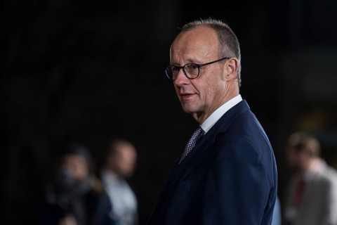 Friedrich Merz (Chancellor of the Federal Republic of Germany) waits for the guests to arrive at