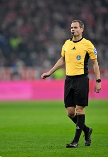 Referee Benjamin Brand whistles Allianz Arena, Munich, Bavaria, Germany