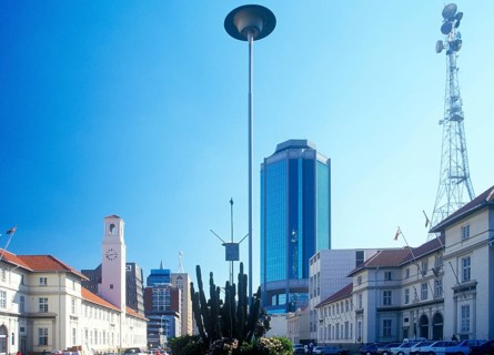 Skyscrapers in the city center of Harare, Zimbabwe, Africa, June 2000, vintage, retro, old,