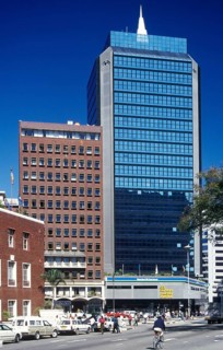 Skyscrapers in the city center of Harare, Zimbabwe, Africa, June 2000, vintage, retro, old,