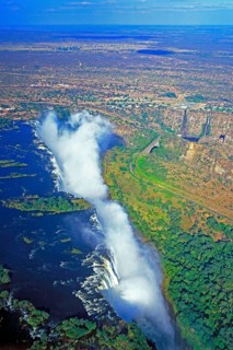 Aerial view, Victoria Falls, Zambezi, Zambezi Bridge, Zimbabwe, Africa, June 2000, vintage, retro,