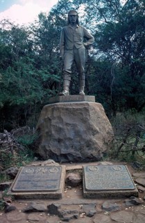 Statue of David Livingstone next to Victoria Falls, Victoria Falls, Zimbabwe, Africa, June 2000,