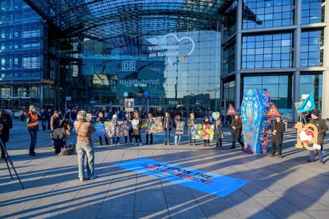 Demonstration of Extinction Rebellion to mark the 10th anniversary of the Paris Agreement and to