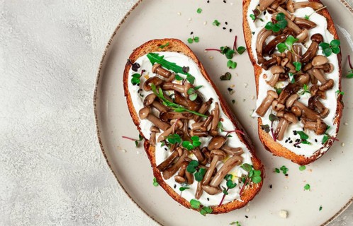 Sandwiches with cream cheese and pickled honeydew, healthy breakfast, homemade