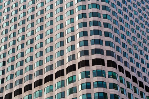 Facade detail, rows of windows, 99 High Street, Keystone high-rise building, Office Tower,