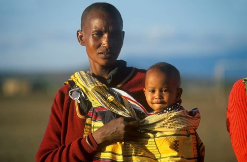 Maasai woman with baby, Arusha, Tanzania, Africa, June 2000, vintage, retro, old, historic