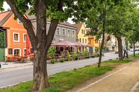 Restaurants in the street Altkötzschenbroda, Kötzschenbroda, Radebeul, Saxony, Germany
