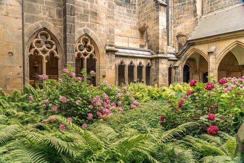 Inner courtyard of the cloister in Meissen Cathedral, Meissen, Saxony, Germany