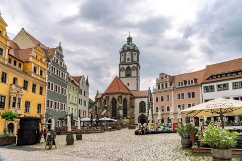 The Protestant Church of Our Lady and Market Square in Meissen, Saxony, Germany