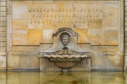 Belvedere fountain of the Saxon State Winery Schloss Wackerbarth or Wackerbarth's Ruh' in
