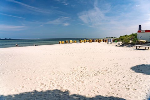 The beach of Laboe on the Kiel Fjord, Laboe, Schleswig-Holstein, Germany