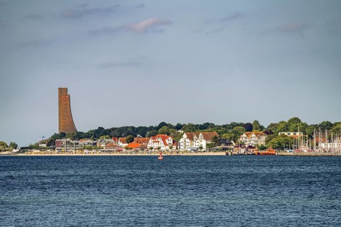 Laboe with the Naval Memorial on the Kiel Fjord, Laboe, Schleswig-Holstein, Germany