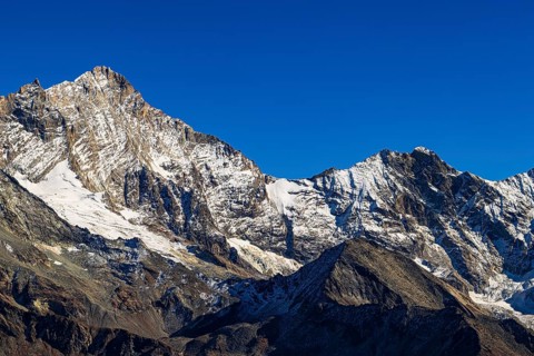 Snow-capped peaks of the Weisshorn and Schalihorn mountains, Val d'Anniviers, Valais Alps, Canton