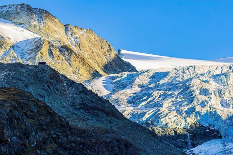 Moiry Hut and Moiry Glacier, Val d'Anniviers, Valais Alps, Canton of Valais, Switzerland