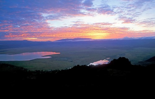 Sunrise over Ngorongoro Crater, Tanzania, Africa, June 2000, vintage, retro, old, historic