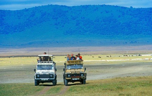 Safari in Ngorongoro Crater, Tanzania, Africa, June 2000, vintage, retro, old, historic
